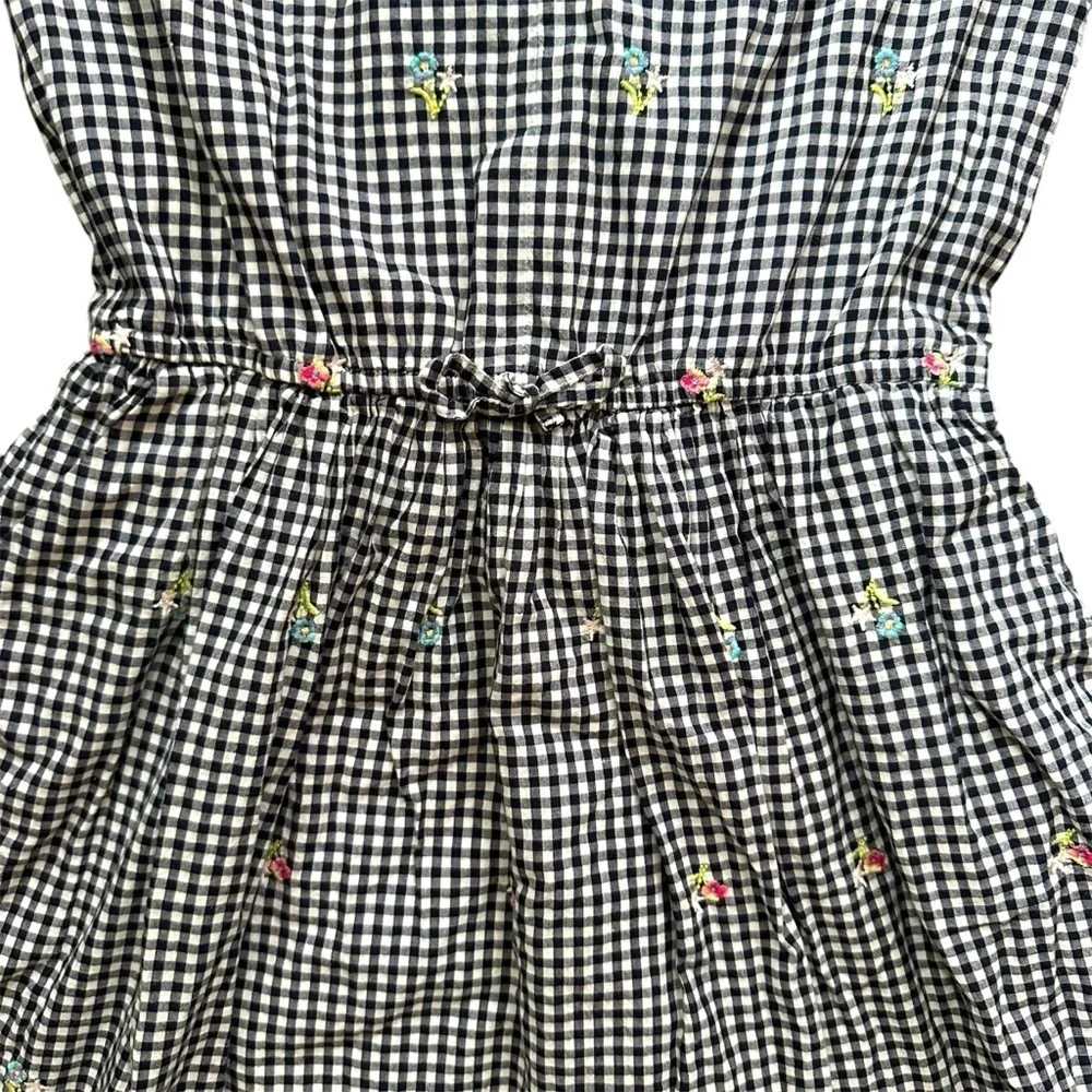 Gap Kids L Gingham Capsleeve Dress With Embroidered Flowers And Checkered Print